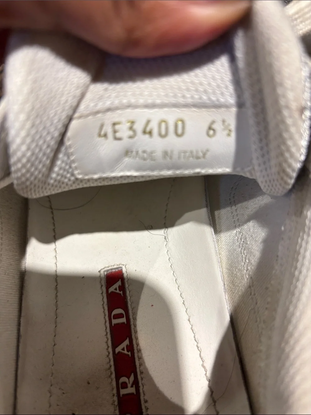 Prada Men’s Off-White Cream Mesh & Leather Sneakers